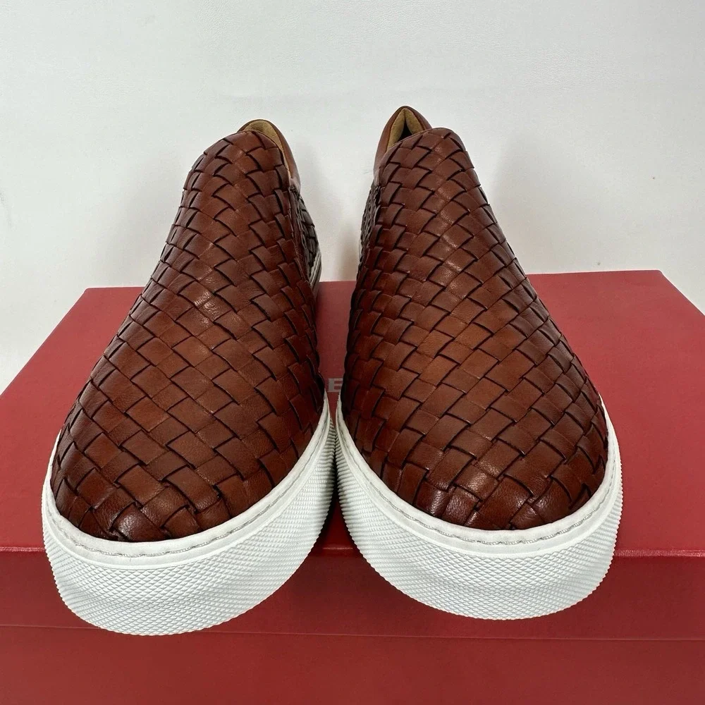 Robert Zur James Woven Slip-on Shoes Men's Size 10.5 M Luggage Brown